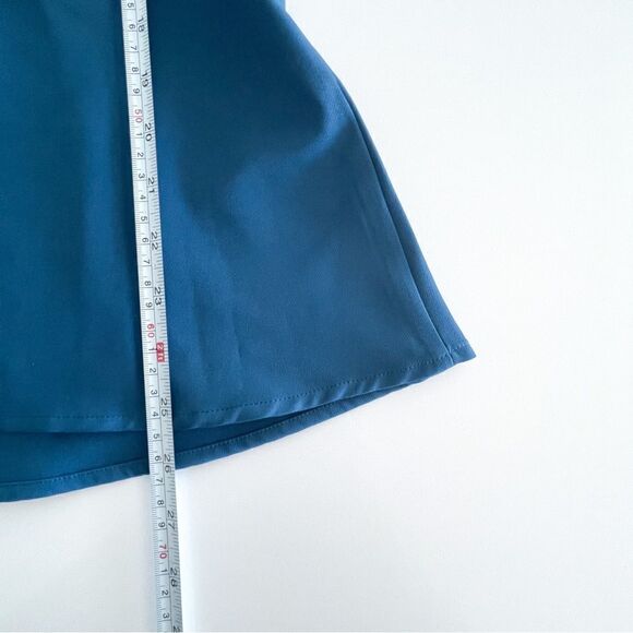 Romeo + Juliet Couture Teal Ink Blue Ruffle Cold Shoulder Top Zip Women's S NWT - Picture 9 of 10